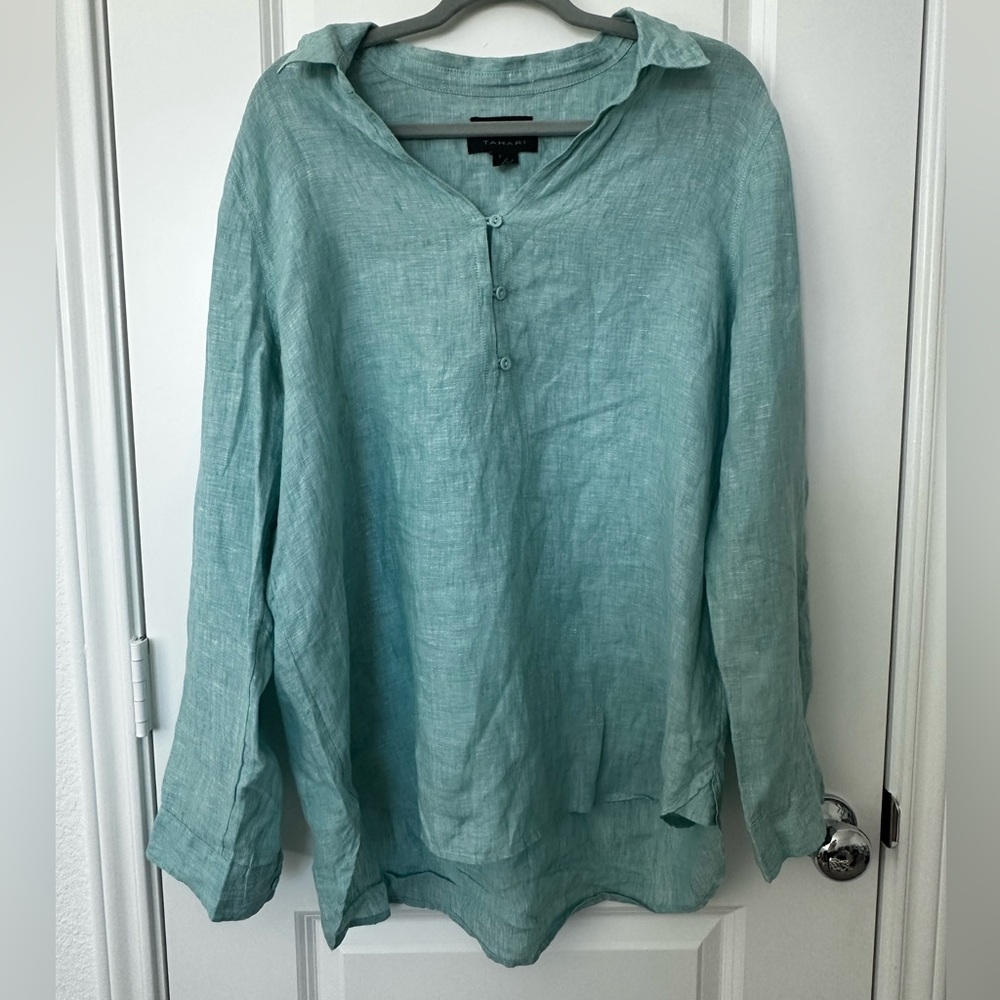 Tahari women’s Linen Long Sleeve Top
